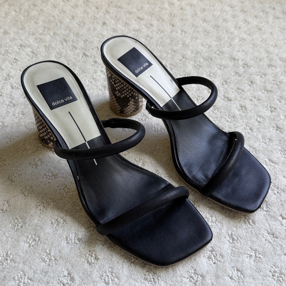 Dolce Vita Strappy Sandal with snakeskin heel size 8